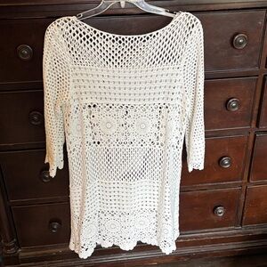 4SI3NNA Ivory Crochet Knit dress